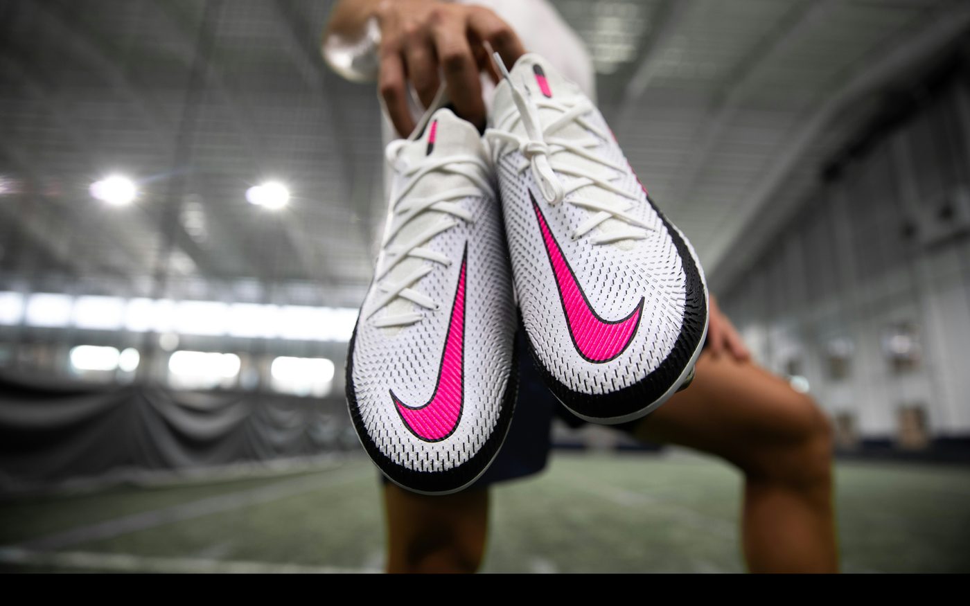 Nike Phantom GX Elite FG soccer cleats, white and pink colorway
